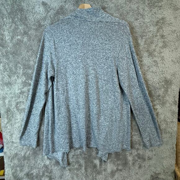 Bobeau Gray Marled Wrap One Button Open Cardigan Sweater Tunic Top L Large - Picture 5 of 10